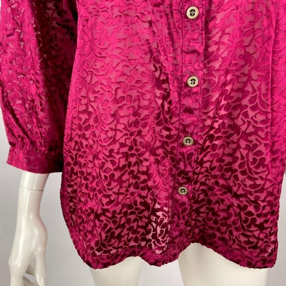 Anthropologie Velvet Burnout‎ Blouse Women M NWT Button-Up 3/4 Sleeve Tunic Top - Picture 6 of 16